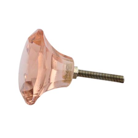 Pink Diamond Shape Big Glass Cabinet Knob